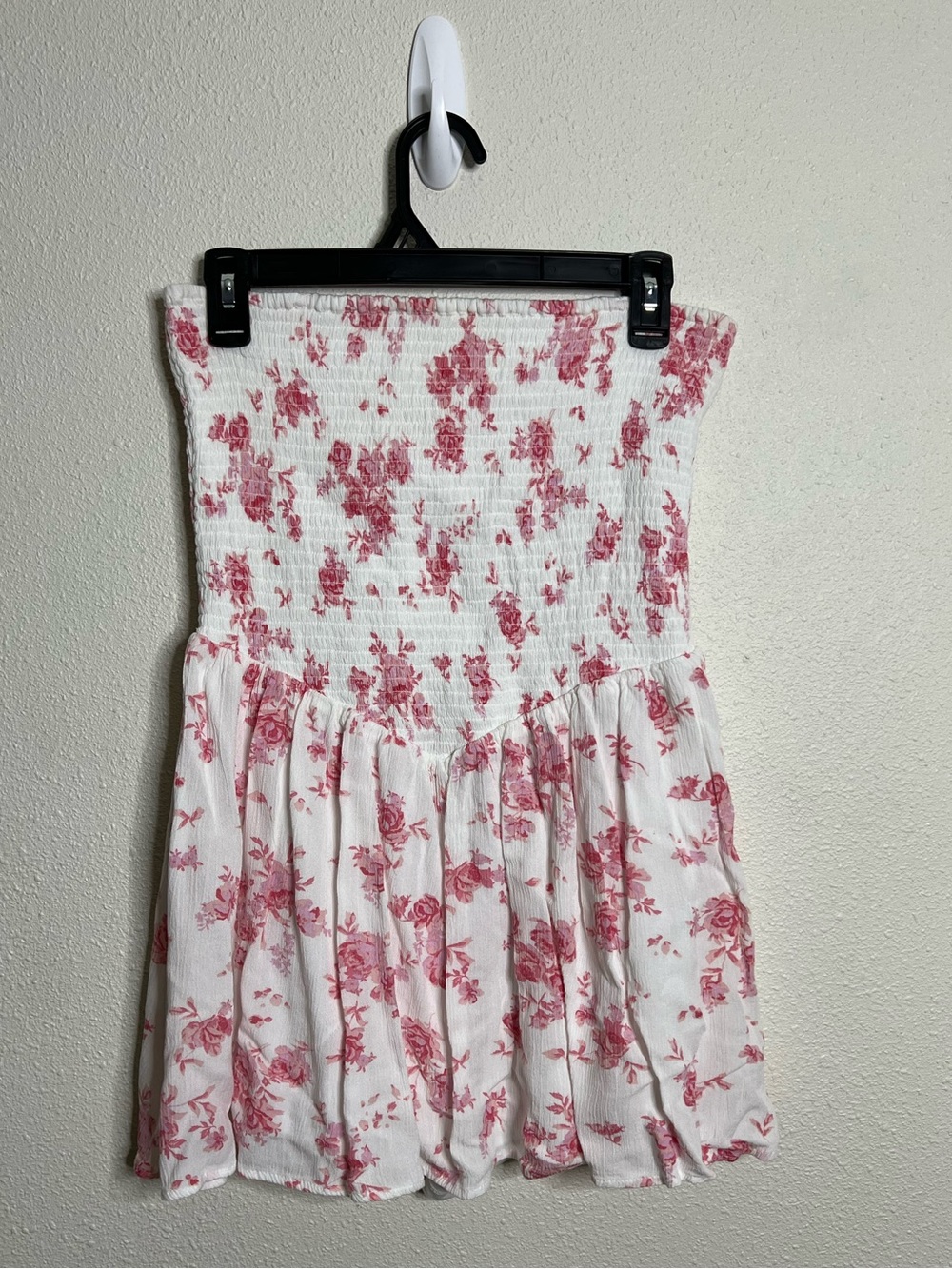 Aeropostale Floral Adjustable Strapless Romper Floral Mini Dress in White & Pink
